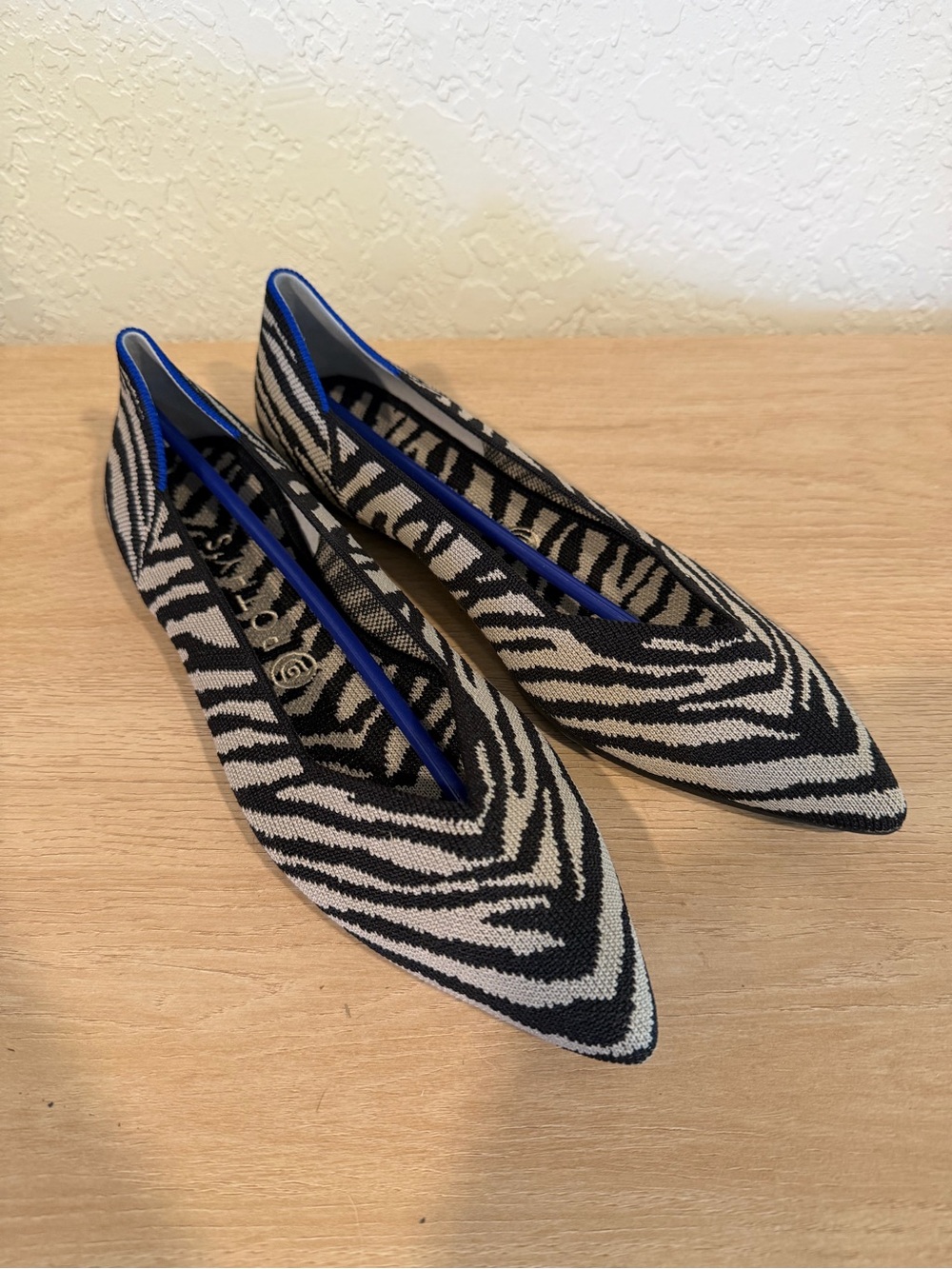 Rothys Zebra The Point Flats Black Grey Womens 11
